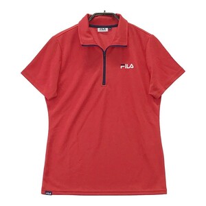 FILA GOLF フィラゴルフ ハーフジップ 半袖ポロシャツ レッド系 L [240001952164] ゴルフウェア レディース