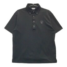 FILA GOLF フィラゴルフ 半袖ポロシャツ ボタンダウン ブラック系 L [240001885816] ゴルフウェア メンズ_画像1