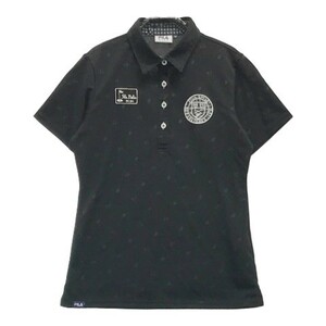 FILA GOLF フィラゴルフ 半袖ポロシャツ 総柄 ブラック系 M [240001897420] ゴルフウェア レディース