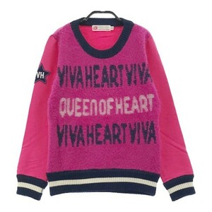 【1円】VIVA HEART ビバハート 012-12011 ニットセーター 総柄 ピンク系 40 [240001925705]