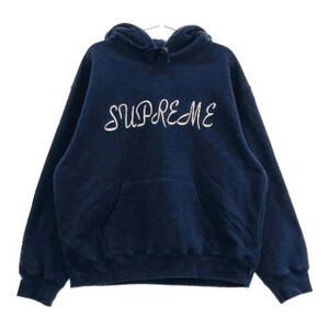 【1円】SUPREME シュプリーム 裏起毛 Script Hooded Sweatshirt ネイビー系 M [240101060249]