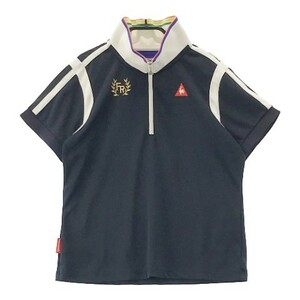 LE COQ GOLF ルコックゴルフ ハーフジップ 半袖Tシャツ 刺繍 ネイビー系 LL [240101021582] ゴルフウェア レディース