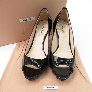 MIU MIU MiuMiu enamel pumps open tu black group 35 [240001683638] lady's 