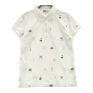 JACK BUNNY ジャックバニー 半袖ポロシャツ 刺繍 ロゴ 総柄 ホワイト系 0 [240001990599] ゴルフウェア レディース