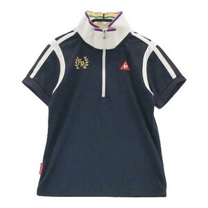 LE COQ GOLF ルコックゴルフ ハーフジップ 半袖ポロシャツ 刺繍 ネイビー系 M [240001996676] ゴルフウェア レディース