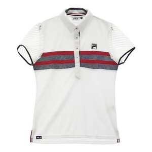 FILA GOLF フィラゴルフ 半袖ポロシャツ ボーダー柄 ホワイト系 M [240001997049] ゴルフウェア レディース