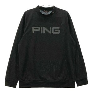 PING ピン ハイネック 長袖Tシャツ ロゴプリント ブラック系 LL [240101059758] ゴルフウェア メンズ