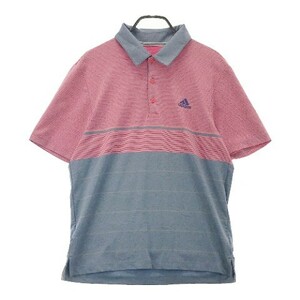 ADIDAS GOLF アディダスゴルフ 半袖ポロシャツ ボーダー柄 ピンク系 L [240101070013] ゴルフウェア メンズ