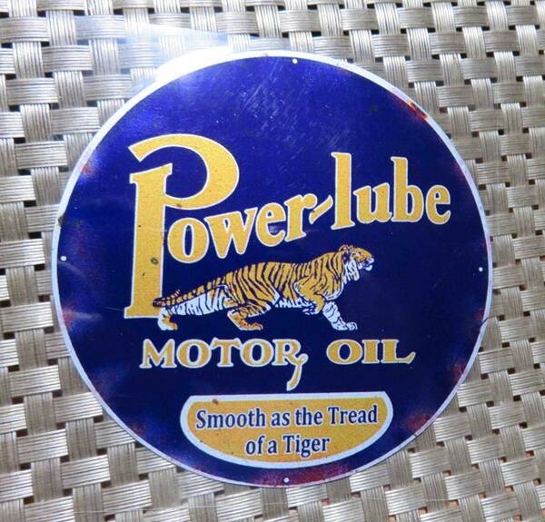 猛虎ST紺橙◆新品パワールーブモーターオイル　ガソリン　POWER LUBE MOTOR OIL VINTAGE RETRO　ステッカー　シール防水◎自動車　DIY倉庫