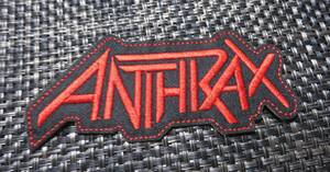 赤黒AT英語■激渋『ANTHKAX　アンスラックス』アメリカ　ヘヴィメタル・バンド 刺繍ワッペン◆音楽 ミュージック■洋服・衣類・衣服DIY