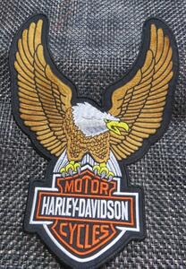 特大■白頭鷲茶翼DX縦長■激渋ハーレーダビッドソン Harley-Davidson刺繍ワッペン◇アメリカ 大型二輪車 オートバイ バイク ライダー ■DIY