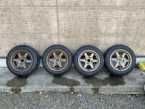 RAYS VOLK RACING TE37 14インチ　6J +38 PCD114.3 4本セット　ガリキズ歪みなし　カプチーノ　AZ-1 DUNLOP DIREZZA Z3 175/60R14 バリ山　