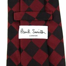 ポールスミス ブランドネクタイ チェック柄 シルク メンズ ワインレッド Paul Smith_画像3