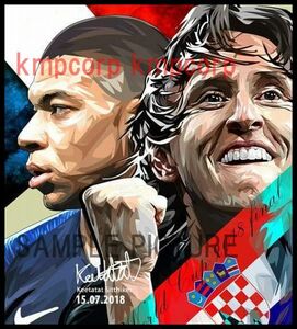 FINAL！！ エムバペ(ムバッペ) & モドリッチ フランス VS クロアチア■海外サッカーアートパネル 木製 壁掛け ポスター ワールドカップ
