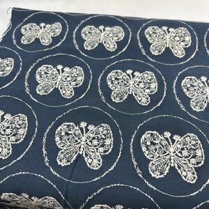  embroidery * middle thickness.linen* cloth * width 144cm×50cm* navy blue color ground butterfly .