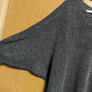 INDIVI 昨季美品 杢グレー コットン混 七分袖チュニックカットソー 大きいサイズ 42 13号 12号 LL XL 春素材ニット インディヴィの画像2