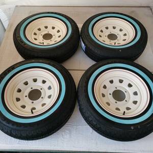 新品 デイトナ 15-6.0J±00 5-139.7 ホワイト タイヤ付4本SET 195R15 ホワイトリボン ジムニーシエラ JB74W (W2306)