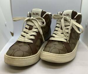 M350【中古・現状品】COACH コーチ スニーカー 茶系 レディース　サイズ：22.5