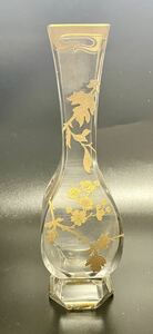 オールドバカラ　金彩 ジャポニズム 花紋 花瓶 フランス アンティーク オールド バカラ アールヌーヴォー ヌーボー baccarat