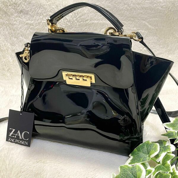 未使用 Zac Posen ザックポーゼン エナメル サッチェル 3wayバッグ