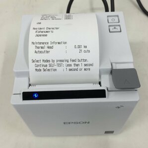 美品EPSON オートカット僅か21回コンパクト レシートプリンター TM-m10 621(M332B )有線LAN USB対応 （純正アダプター付属）２個セットの画像3