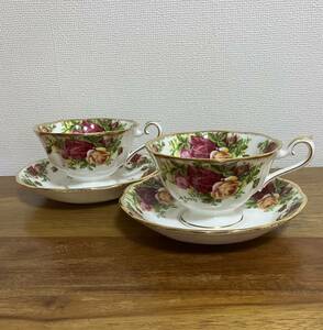 英国製　ROYAL ALBERT Old English Rose tea cup ×2 C/S 送料無料