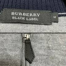 極美品 LL .XLサイズ バーバリーブラックレーベル BURBERRY BLACK LABEL フルジップ ニット セーター 長袖 ハイネック ロゴ刺繍 アーガイル_画像10