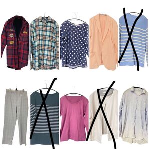 【7点セット!】 レディース まとめ売り 匿名配送 シャツ ニット 長袖 トップス チェックシャツ パンツ 赤 アウター