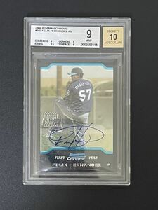 2004 Bowman Chrome Felix Hernandez Autograph BGS 9/10