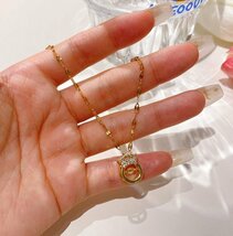 1円オークション クラウン ゴールドネックレス necklace Gold Plated 18KGP 韓国ファッション 55_画像3