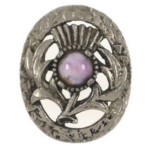 UK1395*[JACOBITE]*a The mi. flower purple series marble kaboshon flower motif Celt England Vintage brooch *