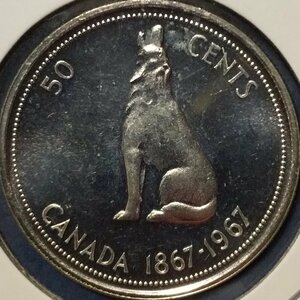 (C-561) カナダ　50セント銀貨　オオカミ