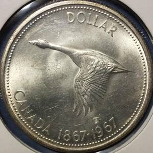 (C-572) カナダ　1ドル銀貨　1867-1967年　グース