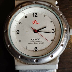 #118 OMRON 腕時計 アンティーク レトロ 年代物 時計 クォーツ 3針 PHI 動作未確認 レア コレクション オムロンの画像7