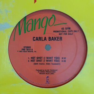 CARLA BAKER / HOT SHOT (I WANT YOU) /ALLEN TOUSSAINT/ELECTRO BOOGIE DISCO,NEW WAVE FUNK,ISLAND RECORDS/COMPASS POINT 好きにも！！