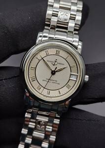  used beautiful goods Ulysse Nardin Ulysse Nardin saury ruko133-88 Chrono meter Date SS silver face self-winding watch unisex wristwatch 