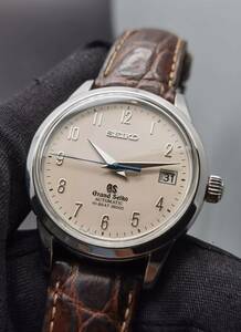 中古美品 グランドセイコー Grand Seiko セイコー SEIKO SBGH013 9S85-00F0 アイボリー SS デイト ハイビート 自動巻き メンズ 腕時計