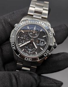 中古 箱あり タグホイヤー TAG HEUER アクアレーサー CAK2110.BA0833 クロノグラフ デイト SS 黒 ブラック文字盤 自動巻き メンズ 腕時計