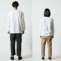 長袖 Tシャツ L ホワイト ロンT 厚手 特厚 6.2オンス 綿100 無地T 無地 袖リブ 定番 カットソー ロンティー 着画あり A2056 白 白色_画像9