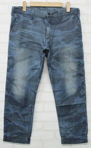 2P2959■SOPHNET 15ss CAMOUFLAGE DENIM ANKLE CUT PANT (BIO WASHED) ソフネット カモフラージュデニムアンクルカットパンツ