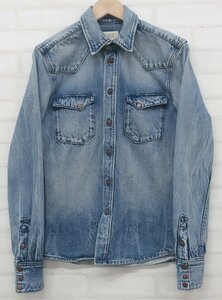 6T7646■ヌーディージーンズ ユーズド加工ウエスタンデニムシャツ Nudie Jeans