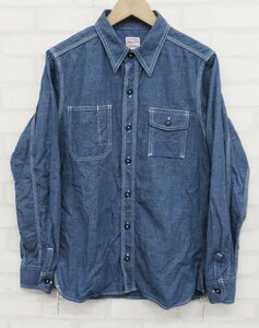 6T4399■桃太郎ジーンズ チェックシャンブレーワークシャツ MOMOTARO JEANS