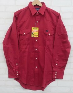 6T8143■未使用品 ラングラー 長袖ウエスタンシャツ 紺タグ USA製 デッドストック Wrangler ビンテージ