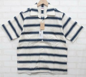 6T8614【クリックポスト対応】未使用品 BIG YANK U54 QLS SHIRTS GEOMETRY BORDER ビックヤンク 半袖開襟ボーダーシャツ