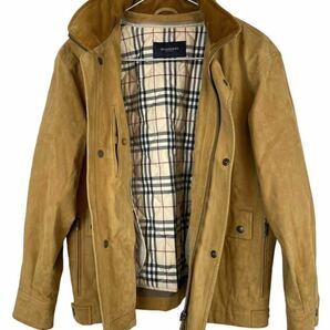 【BURBERRY】 バーバリーロンドン レザージャケット ノバチェックライナー付き ベージュ Mの画像3