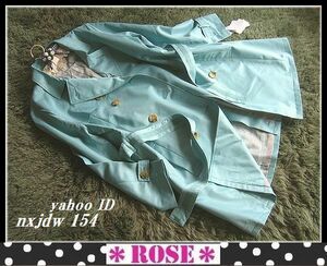 ◆Rose◇4L・綺麗色ツイル素材♪リボンベルト付きスプリングコート/ペールミント