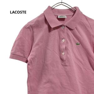 LACOSTE 半袖ポロシャツ　ピンク　春夏　レディースS　h7