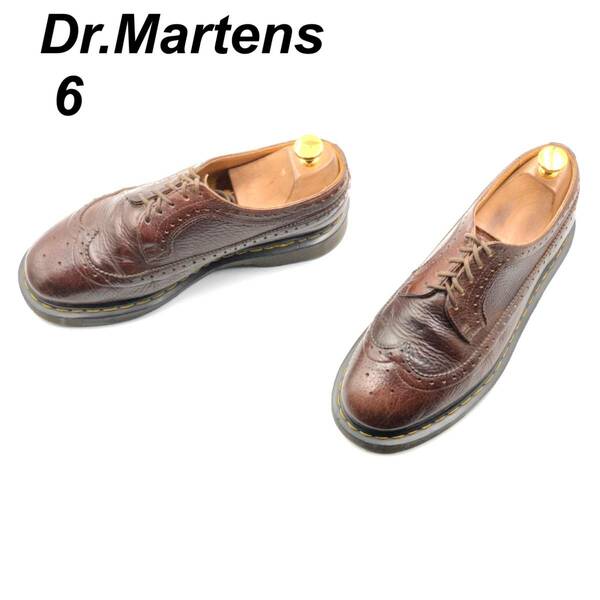 即決 Dr.Martens ドクターマーチン 24cm UK6 13984 メンズ レザーシューズ ウイングチップ 茶 ブラウン 革靴 皮靴 ビジネスシューズ