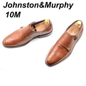 即決 Johnston&Murphy ジョンストン&マーフィー 28cm 10 メンズ レザーシューズ モンクストラップ 茶 ブラウン 革靴 皮靴 ビジネスシューズ