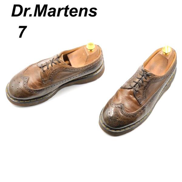 即決 Dr.Martens ドクターマーチン 25cm UK7 3989 メンズ レザーシューズ ウイングチップ ブローグシューズ 茶 ブラウン 革靴 皮靴
